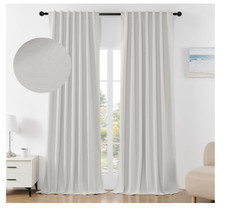 Linen Blackout Curtains Pure White Heavy Canvas 52 x 95 Drapes Curtain Panels