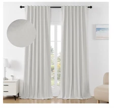 Linen Blackout Curtains Pure White Heavy Canvas 52 x 95 Drapes Curtain Panels