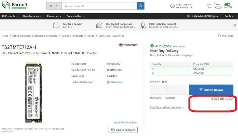 2TB Transcend MTE712A PCIe NVMe 4.0 x4 Industrial - 4 000TBW  Enterprise - Bild 3 von 4