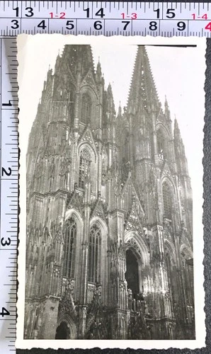 WW2 Era Military BW Photo Snapshot Cathedral at Cologne Germany Architecture #4