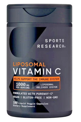 Sports Research Vitamin C Liposomal, 1000 mg, 180 Veggie Capsules