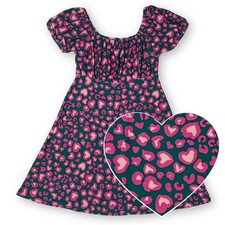 Falls Creek Girls Small 6/6X Magenta Pink Heart Puff Sleeve Maxi T-Shirt Dress