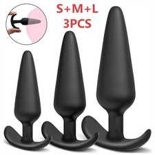 3PCS Silicone Anal Training Starter Kits Beginner Anal Trainer Butt Plug Set US