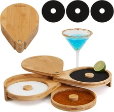 Margarita Salt Rimmer Set | 3-Tier Bamboo Salt Rimmer for Cocktails | Bartender 