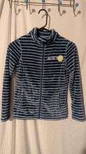 Roxy Girls Dry Flight Full Zip Fleece Jacket Navy Blue Striped Size 12 L