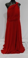 Azazie Women's Charlize One Shoulder Chiffon Dress EH6 Scarlet Size A22 NWT