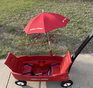 Radio Flyer Red Utility Wagon with Foldable Seats, Seat Belts, Sun Canopy