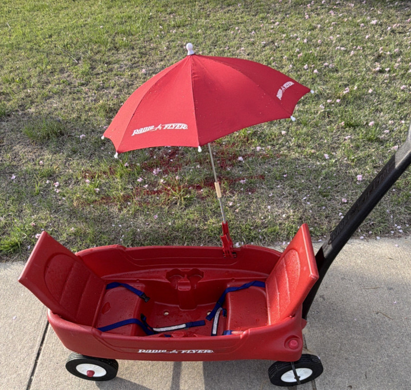 Radio Flyer Red Utility Wagon with Foldable Seats, Seat Belts, Sun Canopy
