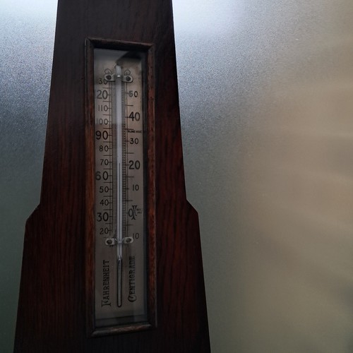 Barómetro antiguo. Predictor de clima Art Deco colgado en la pared cara cuadrada de 26,4" de 1930 - Imagen 9 de 17