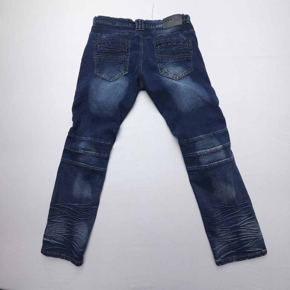 Xray Jeans Mens 34 x 30 Moto Biker Slim Dark Wash Blue Stretch Y2K 2000s - Image 2 of 4
