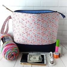 Knitting Crochet Project Bag Yarn Storage Travel Mosaic Petals Wrist Tote Gift