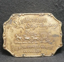 WJ01133 VINTAGE 1970s *SOUTHWESTERN STAGE COMPANY AMERICAN EXPRESS* BELT BUCKLE