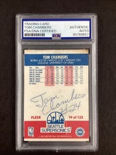 Tom Chambers Signed 1987 Fleer #19/132 Card Supersonics Basketball Auto PSA/DNA