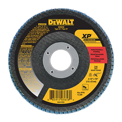 DEWALT DW8250 Type 27 40 grit XP High Density Ceramic Flap Discs, 4-1/2'' x 7/8''