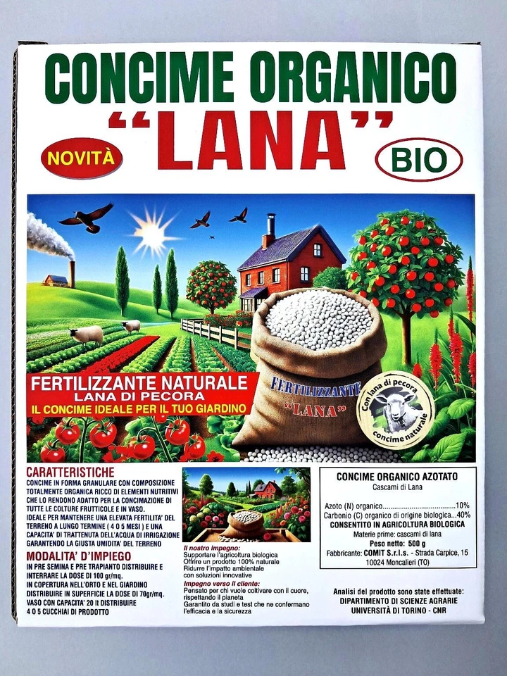FERTILIZZANTE "LANA" - CONCIME NATURALE - FERTILIZZANTE BIOLOGICO - 500 GR. - Immagine 2 di 4