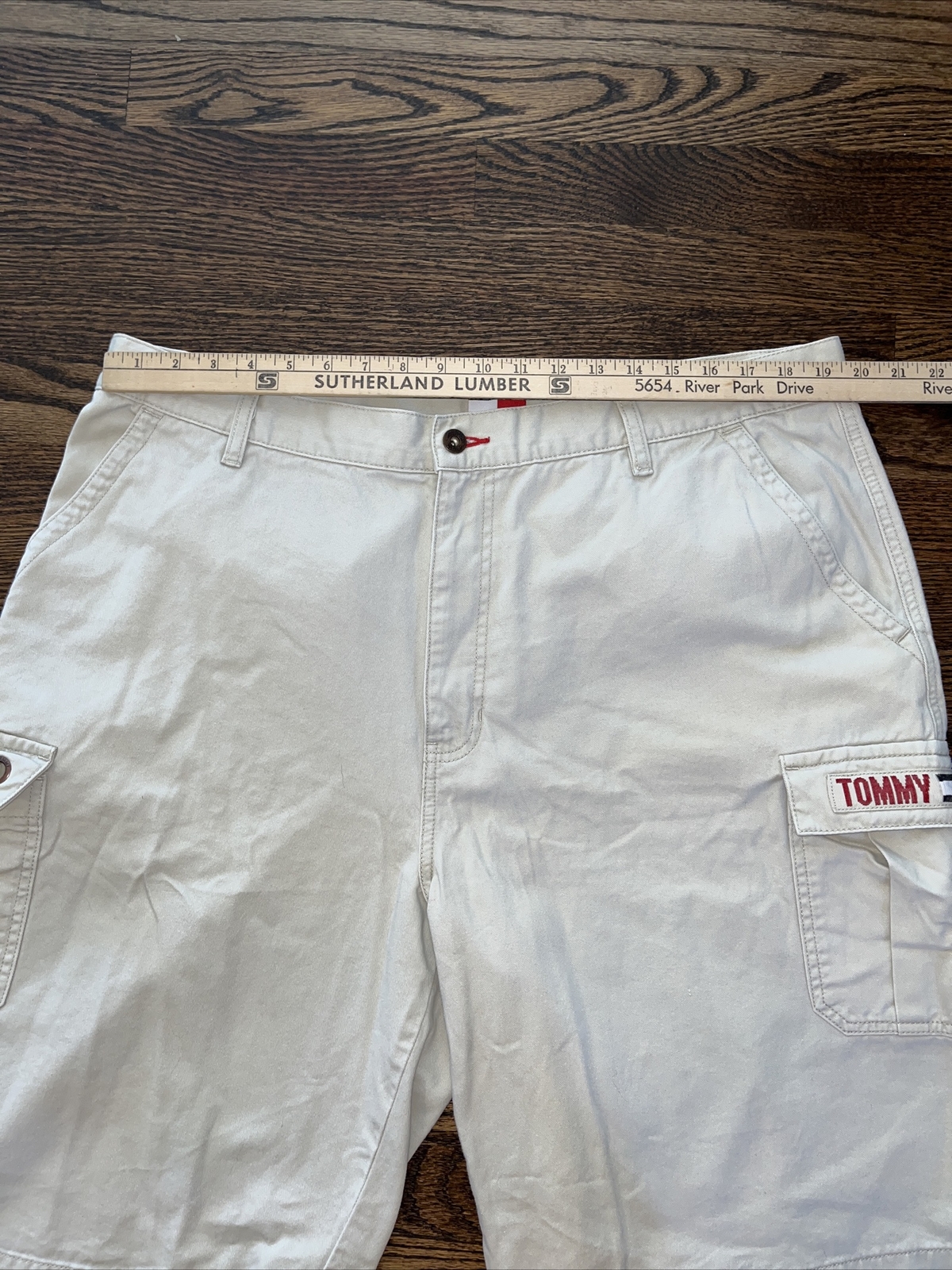 Tommy Hilfiger Jeans Vintage Cargo Shorts Beige Khaki Chinos Mens Waist 39 - View 5