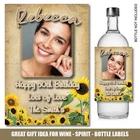 Personalised Wine Gin Vodka Bottle PHOTO Label 50th 60th 45th Birthday Gift 188