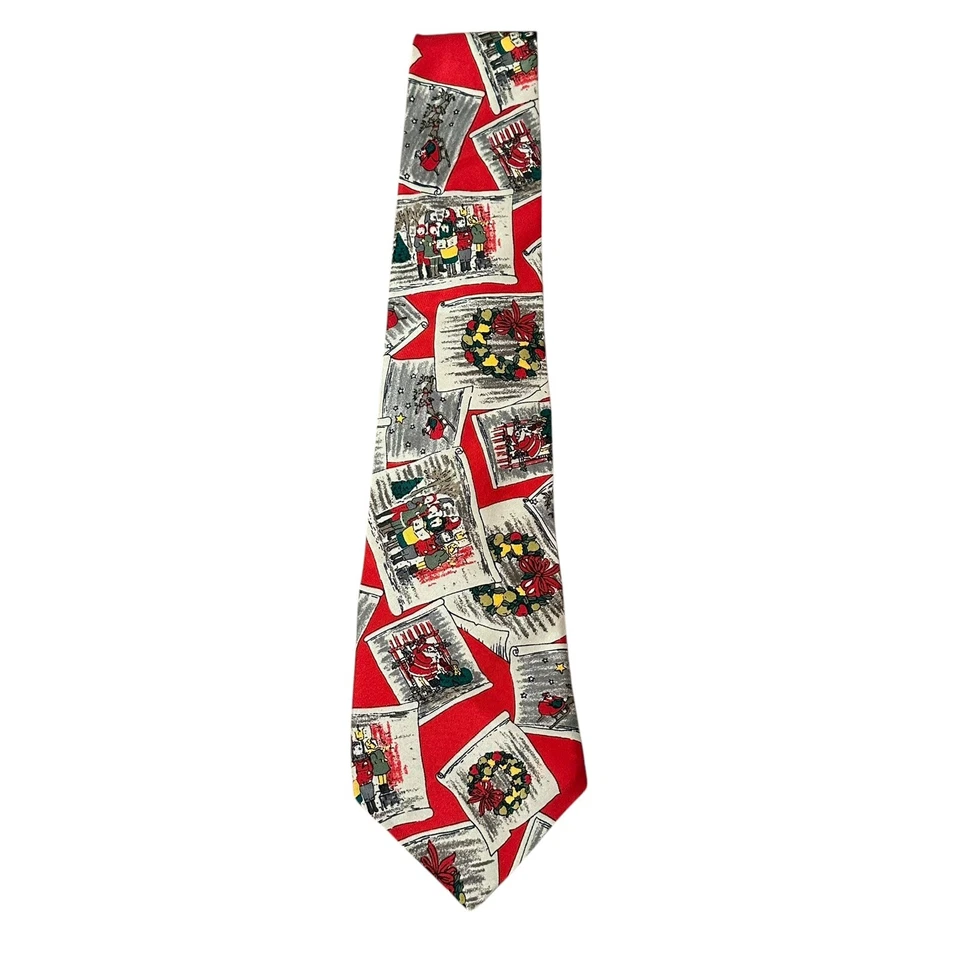 Corbata de Navidad de seda Wembley vintage coronas Papá Noel reno Foto 3 de 4