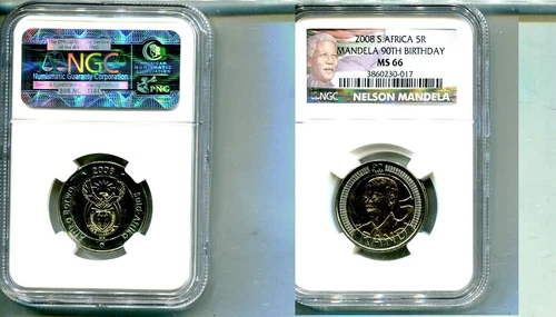 NELSON MANDELA 2008 5 RAND SOUTH AFRICA NGC MS66 3148S