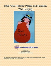 Give Thanks-Thanksgiving Pilgrim and Pumpkin-Plastic Canvas Pattern or Kit