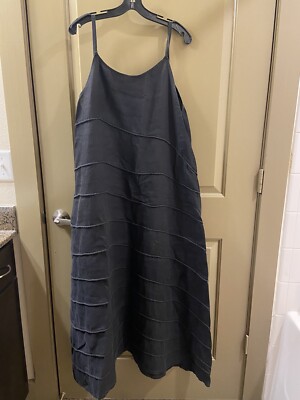 Krista Larson Linen Dark Grey Long Dress One Size (item 15.3) | eBay Krista Larson Linen Dark Grey Long Dress One Size (item 15.3) | eBay