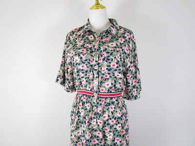 knee length dresses for ladies Linen Blend Floral Midi Shirt Dress | Shirt Dress main image 0