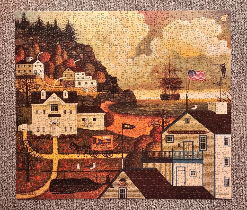 Jigsaw Puzzle Wysocki 1000 Pc Wharf Rats Club Americana Excellent Complete Ua - Image 3 of 4