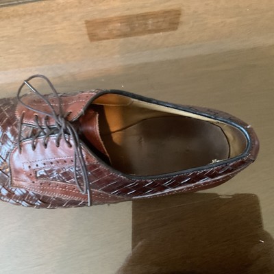 Allen Edmonds Crandon Brown Cap Toe/Weave Oxfords USA Mens  display picture 1