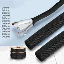 Black Braided Sleeving Self Closing Braid Cable Wiring Harness Loom Protection