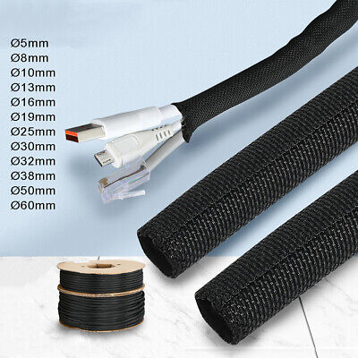 Black Braided Sleeving Self Closing Braid Cable Wiring Harness