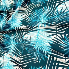 Spandex New Blue Palms Print 4-way Stretch Fabric 60" wide Swimsuit By the Yard