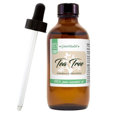 Tea Tree Essential Oil 4 fl oz in Amber Glass Bottle/Glass Dropper - GreenHealth