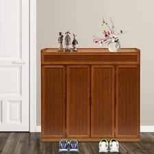 Boots Shoes Rack Entryway Shoes Storage Cabinet & 4 Doors & Tall Compartment
