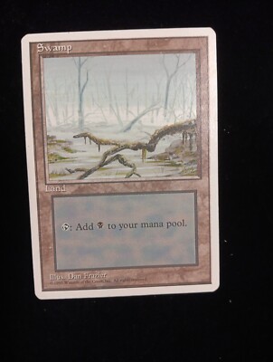 1995 Magic The Gathering, 4th Edition, Swamp Land Card. MTG