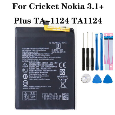 For Cricket Nokia 3.1+ Plus TA-1124 TA1124 Replacement HE377 Battery