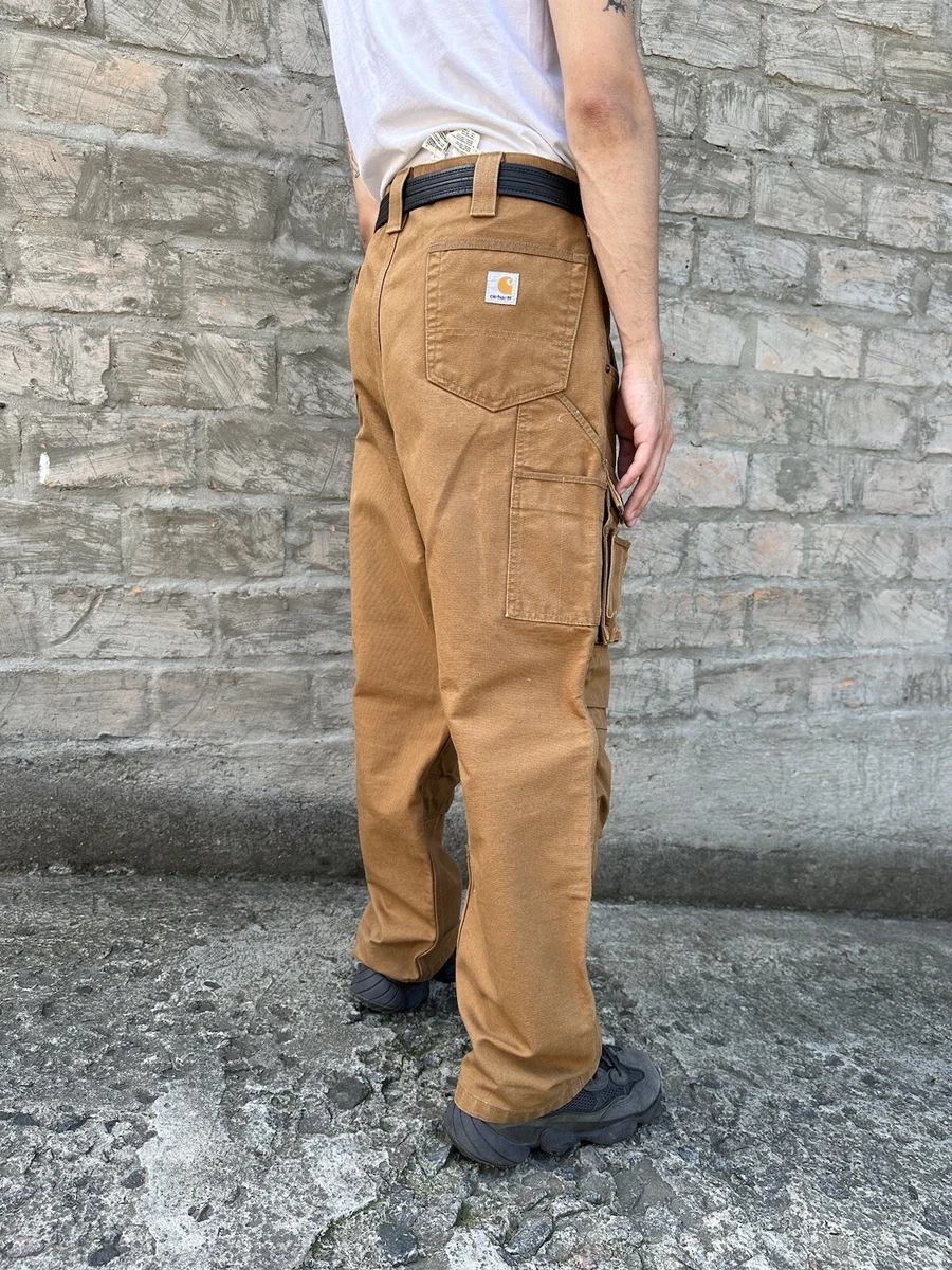 Men's Vintage Carhartt Double Knee Brown Work Pants Size 38x30