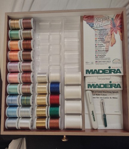 Madeira Thread Wood Organizer 3 Drawer Chest 194 Spool Embroidery Sewing Germany - Picture 7 of 15