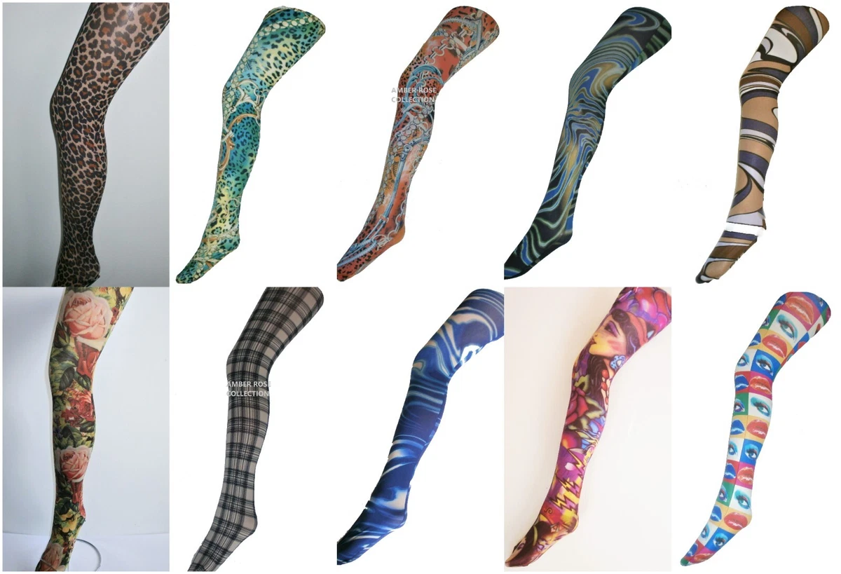 Tie Dye Patterned Footless Tights Leggings Top Quality Vintage Hippy  Alternative Festival Print 80 Denier 6 X Colours 