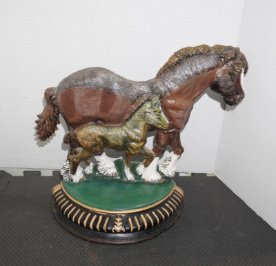 Vintage Upper Deck Cast Iron Horse Colt Heavy Door Stopper