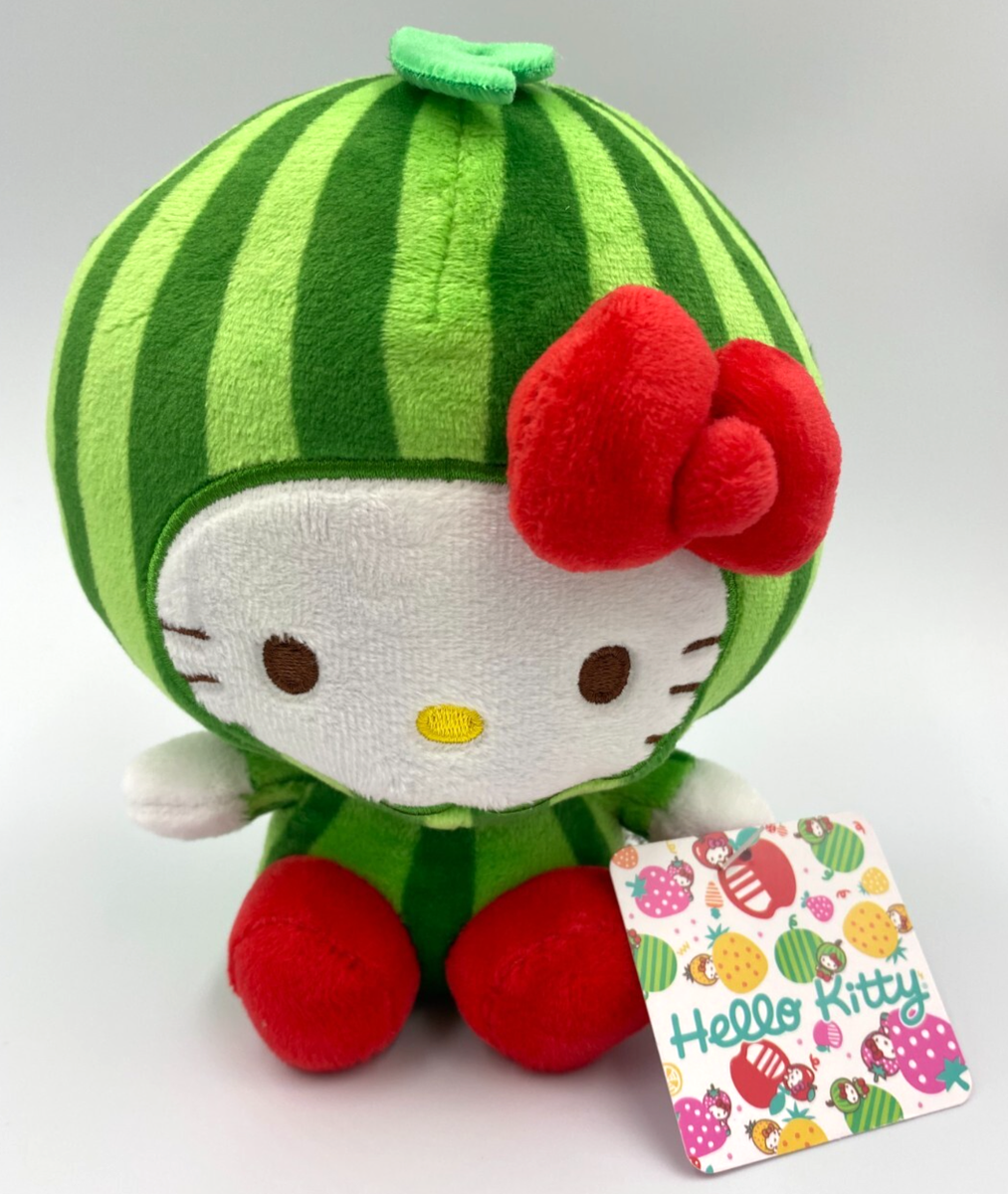 Hello Kitty Plush Toy Watermelon Fruit Suit 6 inch Sanrio Cute