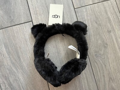 From the Makers of UGG EARMUFFS, FAUX BLACK FUR WITH SIGNATURE C. UGG® UGG Genuine Dyed Shearling Single U Ear Muffs  main image 4