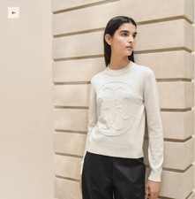 Hermes Cashmere "H Lift" long-sleeve sweater Blanc Naturel Size 40