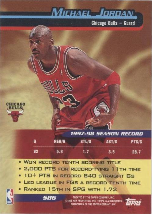 1998-99 Topps - Michael Jordan #SB6 for sale | eBay