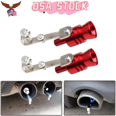 2pc Sound Amplifier Exhaust Pipe Booster Whistle Fake Blow Off Valve Muffler Red