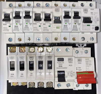 MK SENTRY TYP B-C MCB VOLLBEREICH ALT & NEU + RCD RCBO Hauptschalter - LN & M6