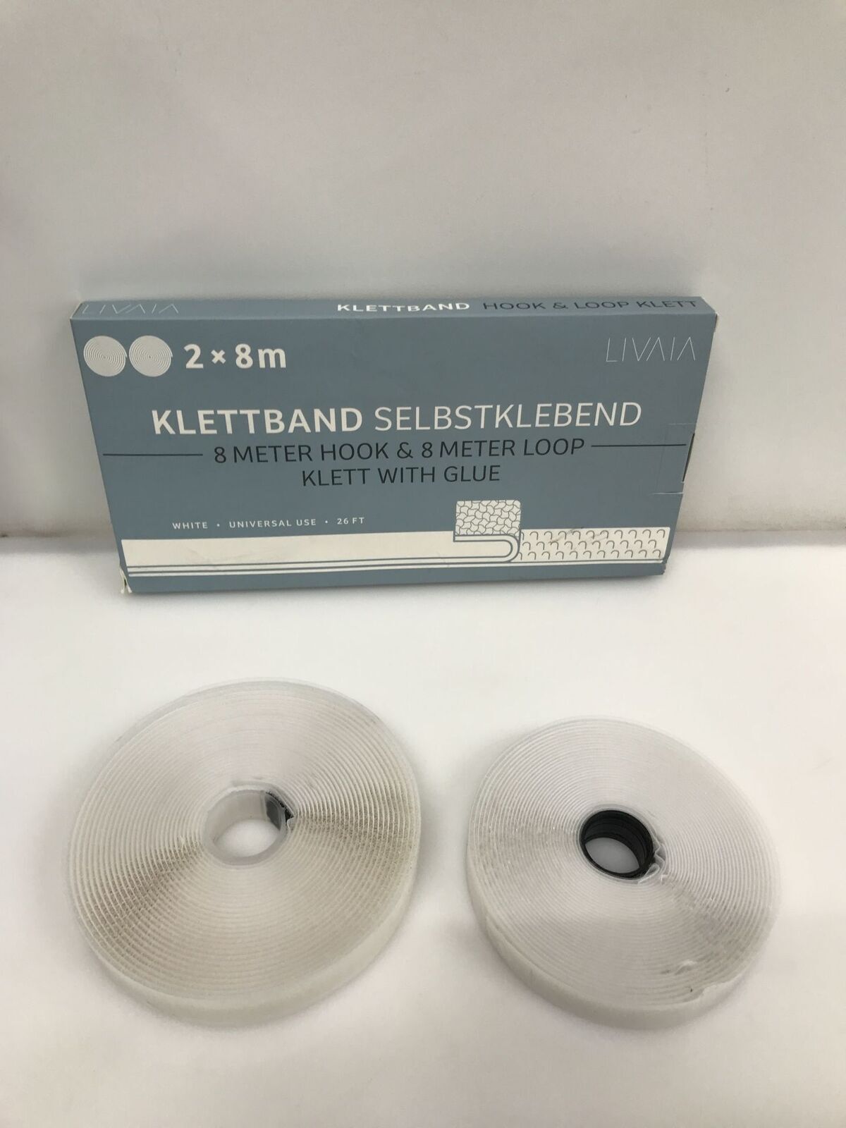 LIVAIA fascette in velcro richiudibili: 2x 8 m fascette in velcro bianche
