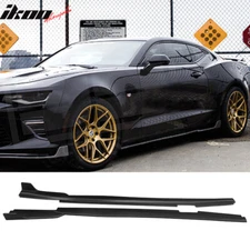 Fits 16-24 Chevy Camaro Ikon Style Side Skirts Extension Unpainted Black PP