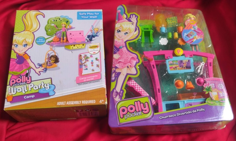 POLLY POCKET WALL PARTY CAMP + BBQ FUN PARTY LOT OF 2 NEW IN BOX