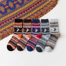 5 Pairs Men Striped Wool Cashmere Socks Business Vintage Warm Thick Socks