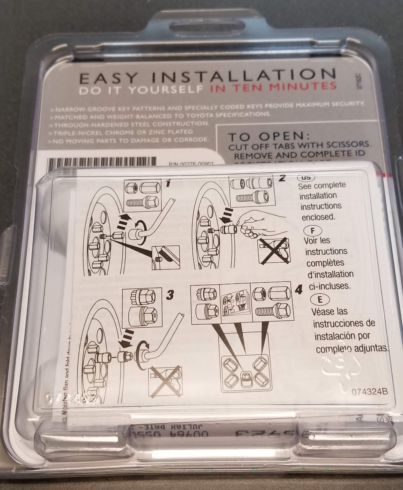 Toyota Alloy Wheel Lock Set 0027600901 Genuine Toyota Accessory